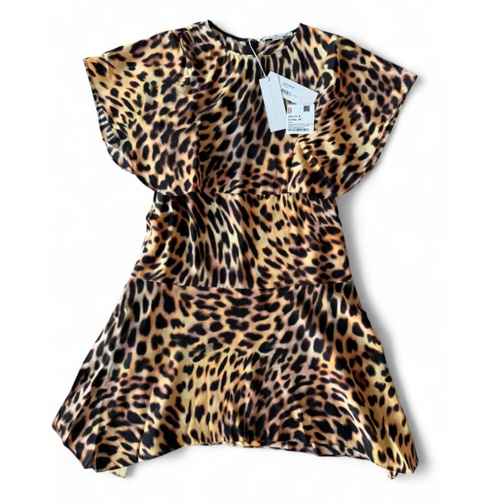 Stella McCartney Silk Cheetah Print Silk Dress